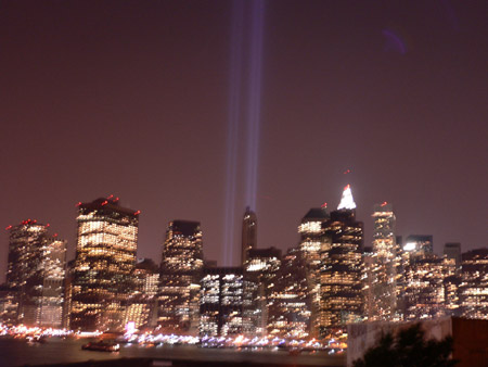9/11 Lights looking from Dumbo, Brooklyn